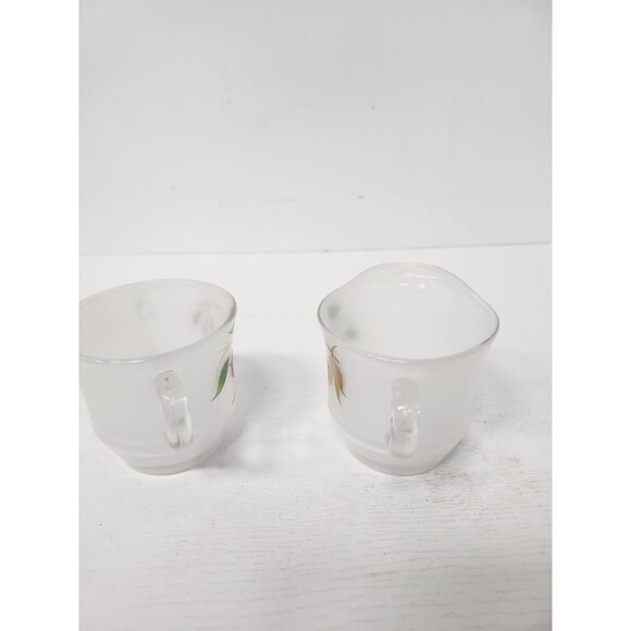VTG Bartlett Collins Frosted Glass Strawberry Cream and Sugar Set Hand Painted - Picture 7 of 9